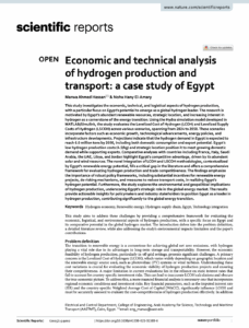 Economic and Technical Analysis of Hydrogen Production and Transport: A Case Study of Egypt